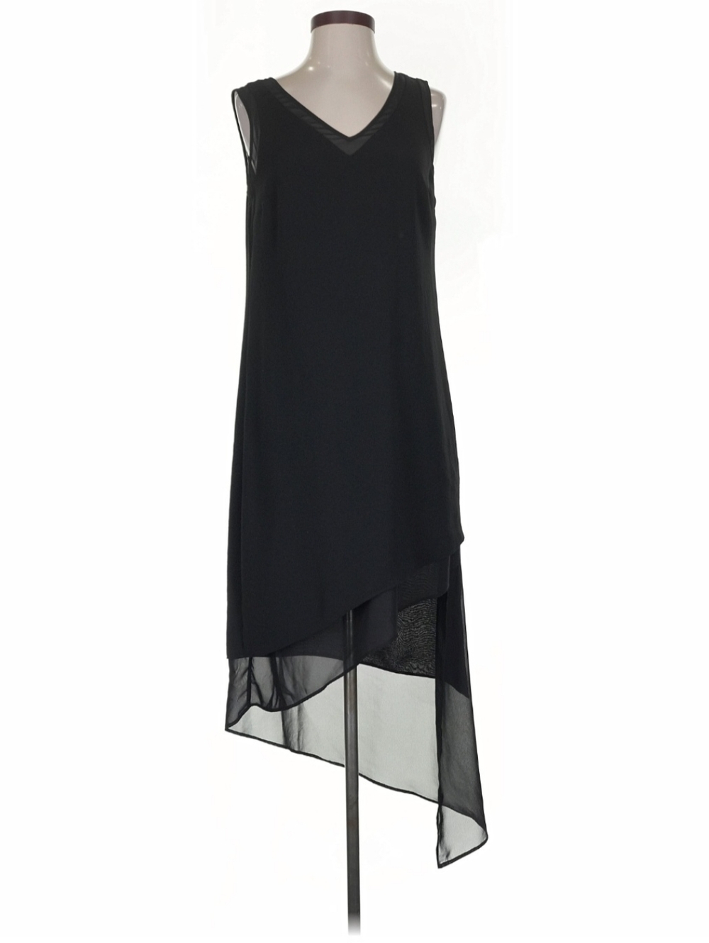 White House Black Market- Black Asymmetrical Sheer-Panel Dress